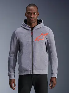 Imagem 6 de Jaqueta Alpinestars Chrome V2 Sport Hoddie - Cinza Mescla/Vermelho Fluor