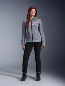 Imagem 3 de Jaqueta Alpinestars Stella Chrome V2 Sport Hoddie - Cinza Mescla/Rosa (Feminina)