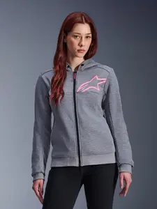 Imagem 4 de Jaqueta Alpinestars Stella Chrome V2 Sport Hoddie - Cinza Mescla/Rosa (Feminina)