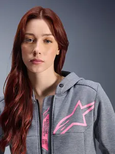 Imagem 8 de Jaqueta Alpinestars Stella Chrome V2 Sport Hoddie - Cinza Mescla/Rosa (Feminina)