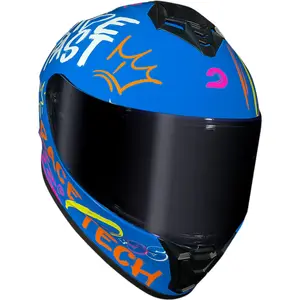 Imagem 5 de Capacete Race Tech Hit Faster - Azul/Amarelo