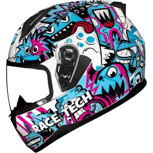 Imagem 2 de Capacete Race Tech Sector Monsters - Branco/Azul