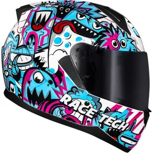Imagem 3 de Capacete Race Tech Sector Monsters - Branco/Azul