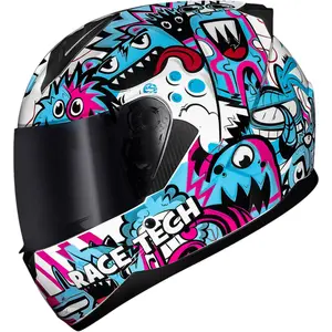 Capacete Race Tech Sector Monsters - Branco/Azul