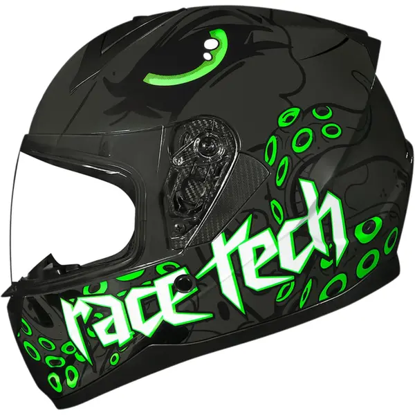Capacete Race Tech Sector Kraken - Cinza Titânio/Verde - Grid Motors
