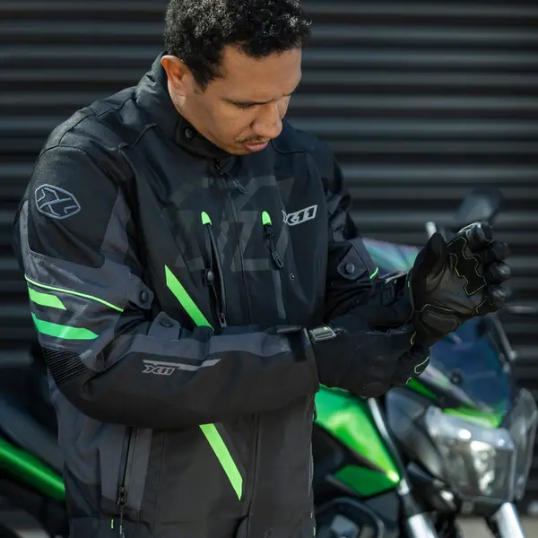 Jaqueta X11 Iron 3 Sporadic Preta/Verde - Grid Motors