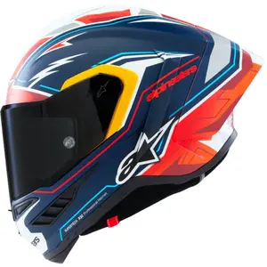 Capacete Alpinestars Supertech R10 Pedro Acosta LE - Azul/Branco/Vermelho Fosco (Fibra de Carbono)