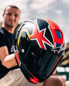 Imagem 10 de Capacete Alpinestars Supertech R10 Jack Miller LE - Preto/Vermelho Fosco (Fibra de Carbono)