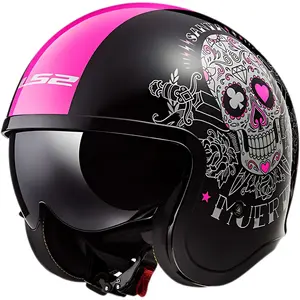 Imagem 4 de Capacete LS2 OF599 Spitfire Pink Muerte - Preto/Rosa