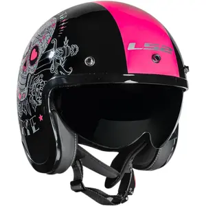 Imagem 6 de Capacete LS2 OF599 Spitfire Pink Muerte - Preto/Rosa