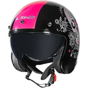 Imagem 5 de Capacete LS2 OF599 Spitfire Pink Muerte - Preto/Rosa