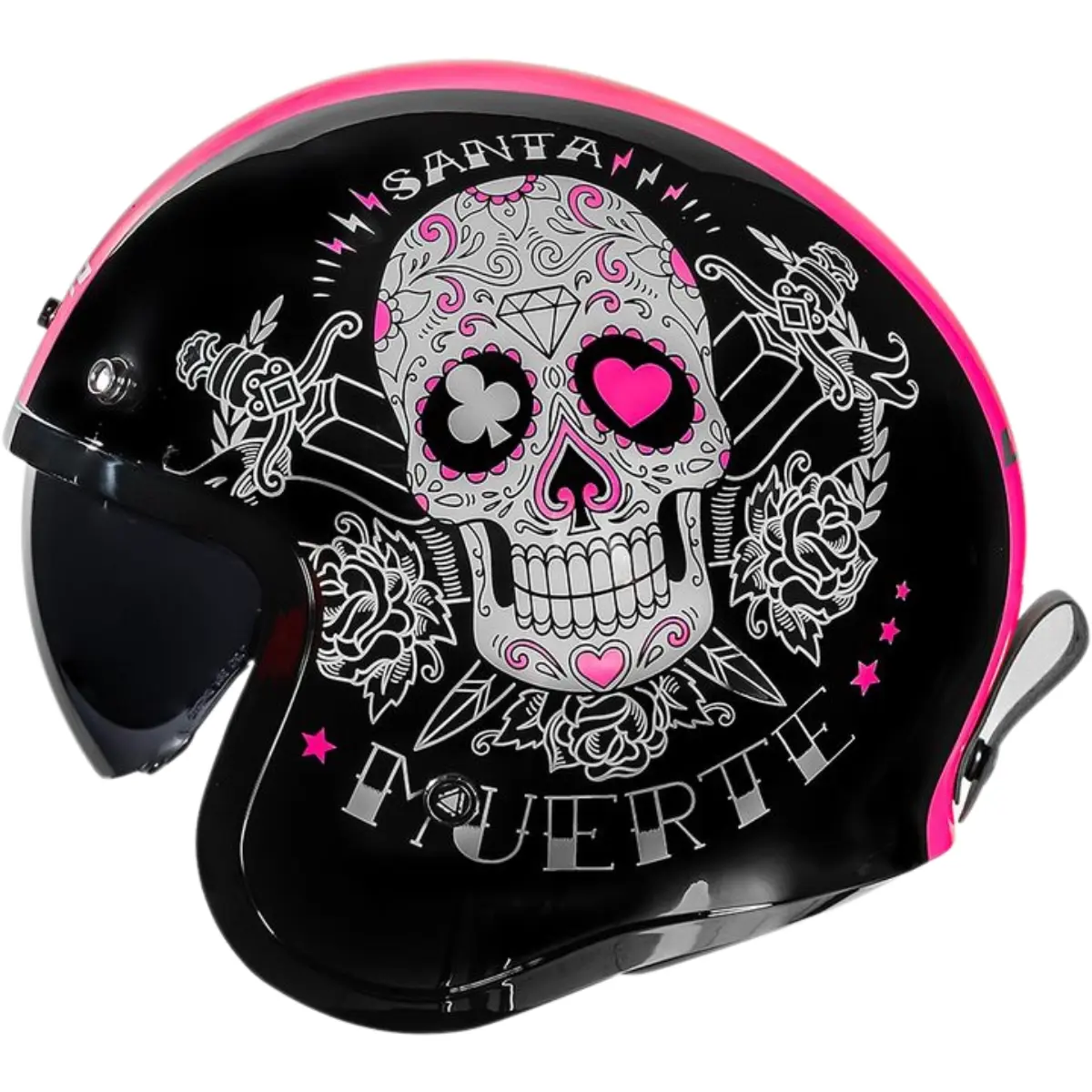 HELLACOPTERS & FLAMING SIDEBURNS カップリング Capacete LS2 OF599 Spitfire Pink Muerte - Preto/Rosa - Grid Motors