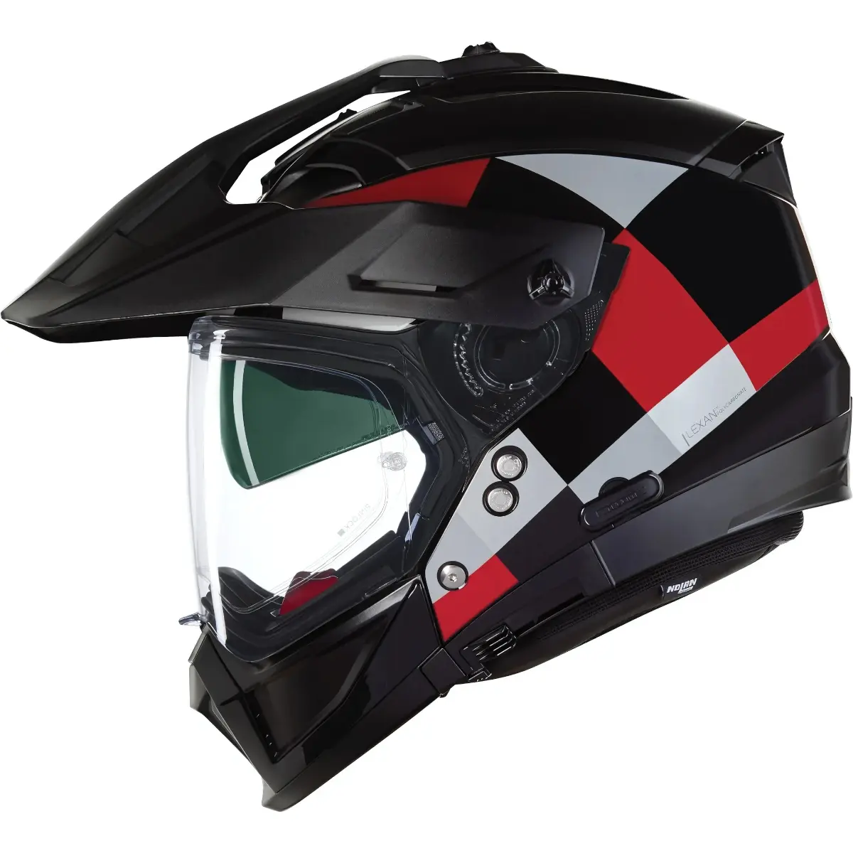 Capacete Nolan N70-2X Ruvido - Preto/Branco/Vermelho - Grid Motors