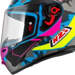 Imagem 4 de Capacete NZI Trendy 3 Stream Camu - Azul/Amarelo Neon/Rosa