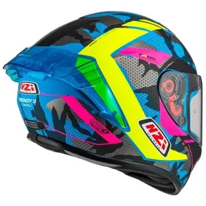 Imagem 3 de Capacete NZI Trendy 3 Stream Camu - Azul/Amarelo Neon/Rosa