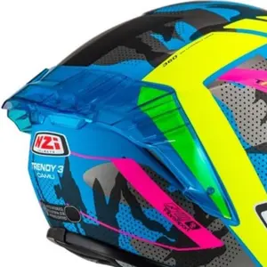 Imagem 6 de Capacete NZI Trendy 3 Stream Camu - Azul/Amarelo Neon/Rosa