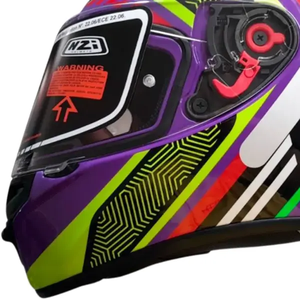 Capacete NZI Trendy 3 Stream Connected - Violeta/Vermelho/Amarelo