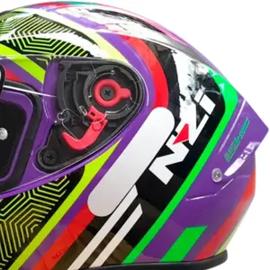 Imagem 4 de Capacete NZI Trendy 3 Stream Connected - Violeta/Vermelho/Amarelo Neon