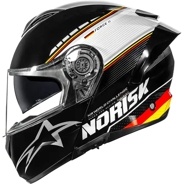 Imagem 1 de Capacete Norisk Force 2 Grand Prix Alemanha - Preto/Branco (Articulado)