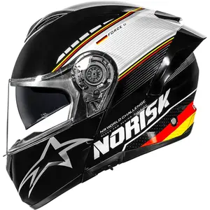 Capacete Norisk Force 2 Grand Prix Alemanha - Preto/Branco (Articulado)
