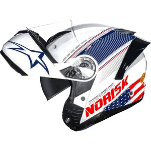 Imagem 4 de Capacete Norisk Force 2 Grand Prix USA - Branco/Azul/Vermelho (Articulado)