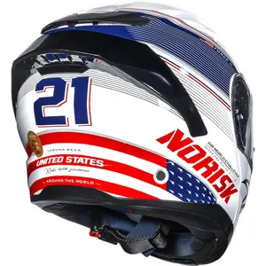 Imagem 12 de Capacete Norisk Force 2 Grand Prix USA - Branco/Azul/Vermelho (Articulado)