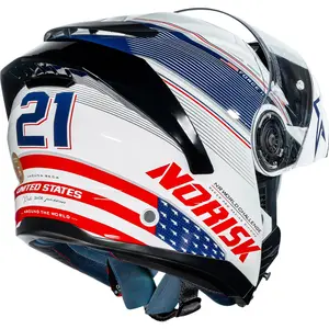 Imagem 13 de Capacete Norisk Force 2 Grand Prix USA - Branco/Azul/Vermelho (Articulado)