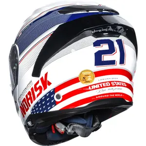 Imagem 10 de Capacete Norisk Force 2 Grand Prix USA - Branco/Azul/Vermelho (Articulado)