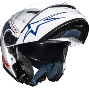 Imagem 9 de Capacete Norisk Force 2 Grand Prix USA - Branco/Azul/Vermelho (Articulado)