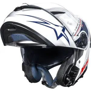 Imagem 8 de Capacete Norisk Force 2 Grand Prix USA - Branco/Azul/Vermelho (Articulado)