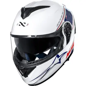 Imagem 6 de Capacete Norisk Force 2 Grand Prix USA - Branco/Azul/Vermelho (Articulado)
