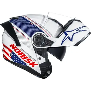 Imagem 5 de Capacete Norisk Force 2 Grand Prix USA - Branco/Azul/Vermelho (Articulado)