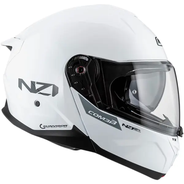 Capacete NZI Combi 3 Duo Monocolor - Branco (Articulado) - Grid Motors