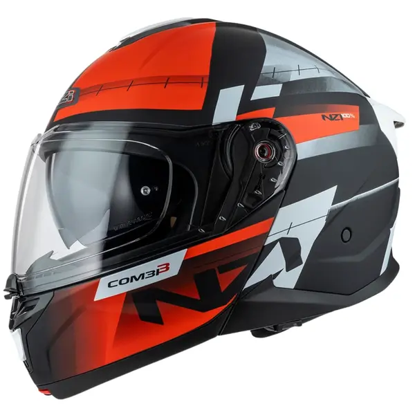 Capacete NZI Combi 3 Duo Metric - Preto/Branco/Vermelho