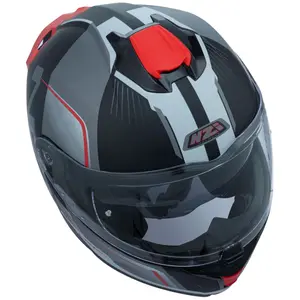 Imagem 4 de Capacete NZI Combi 3 Duo Orbe - Preto/Cinza/Vermelho (Articulado)