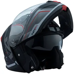 Imagem 3 de Capacete NZI Combi 3 Duo Orbe - Preto/Cinza/Vermelho (Articulado)