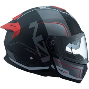 Imagem 2 de Capacete NZI Combi 3 Duo Orbe - Preto/Cinza/Vermelho (Articulado)