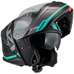 Imagem 3 de Capacete NZI Combi 3 Duo Orbe - Preto/Cinza/Azul Turquesa (Articulado)