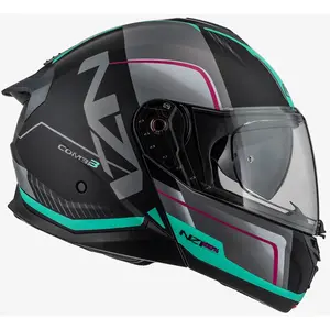 Imagem 2 de Capacete NZI Combi 3 Duo Orbe - Preto/Cinza/Azul Turquesa (Articulado)