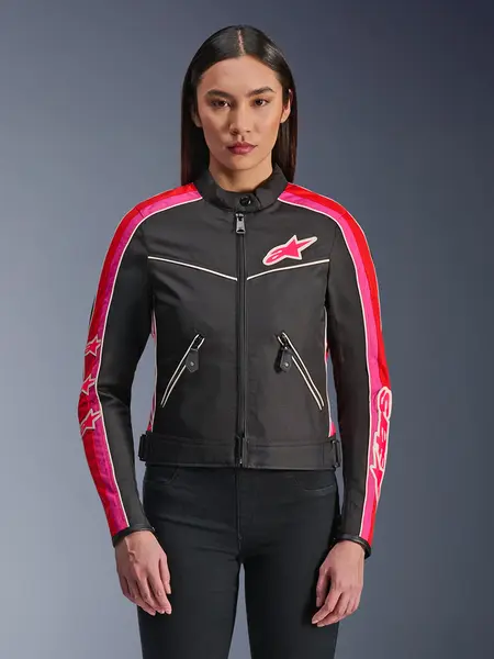 Jaqueta Alpinestars Stella T Dyno WR - Preto/Vermelho Fucsia