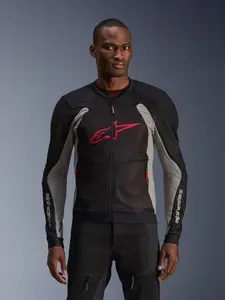 Imagem 3 de Jaqueta Alpinestars Troop Air - Preto/Cinza/Vermelho (Ventilada)