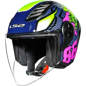 Imagem 3 de Capacete LS2 Airflow 2 Sting - Azul Escuro/Rosa (Aberto)