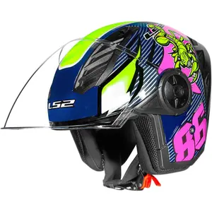 Imagem 4 de Capacete LS2 Airflow 2 Sting - Azul Escuro/Rosa (Aberto)