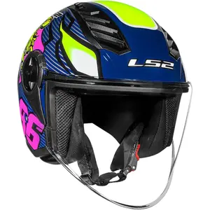Imagem 5 de Capacete LS2 Airflow 2 Sting - Azul Escuro/Rosa (Aberto)