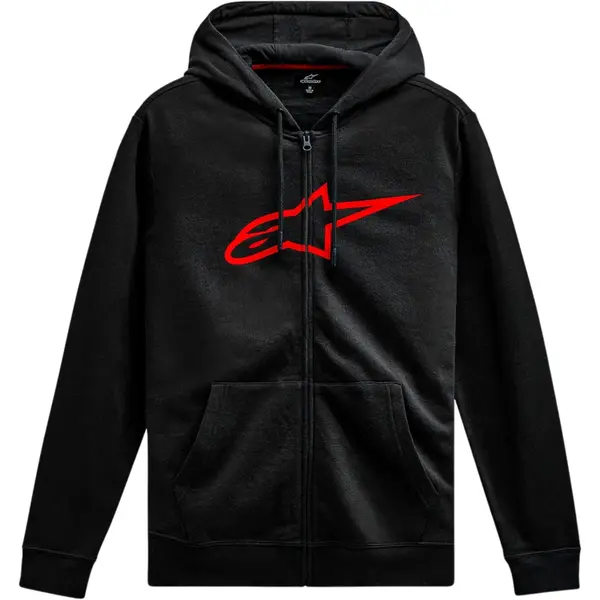 Moletom Alpinestars Ageless Zip V3 Hoodie - Preto/Vermelho - Grid