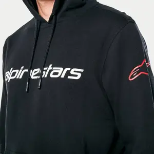 Imagem 4 de Moletom Alpinestars Linear Wordmark V3 Hoodie - Preto/Branco/Vermelho