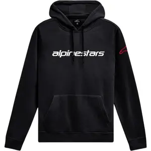 Moletom Alpinestars Linear Wordmark V3 Hoodie - Preto/Branco/Vermelho