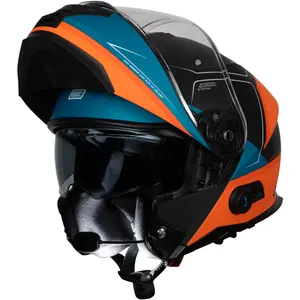 Imagem 7 de Capacete Origine Logic Privilege - Azul/Preto/Laranja Fosco (Articulado)