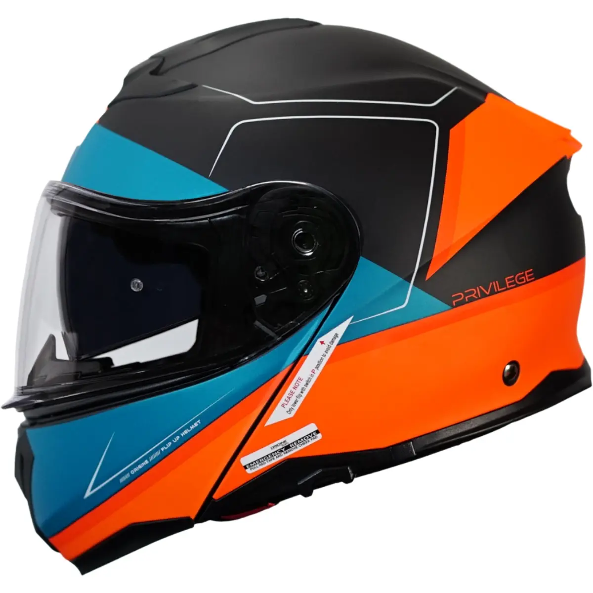 Capacete Origine Logic Privilege - Azul/Preto/Laranja Fosco