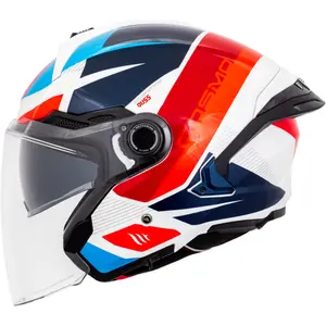 Capacete MT Cosmo SV Braut A17 - Branco/Vermelho/Azul (Aberto